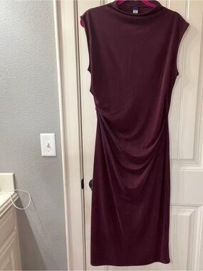 Sleeveless Draped Midi Dress in Deep Burgundy- Old Navy, size L